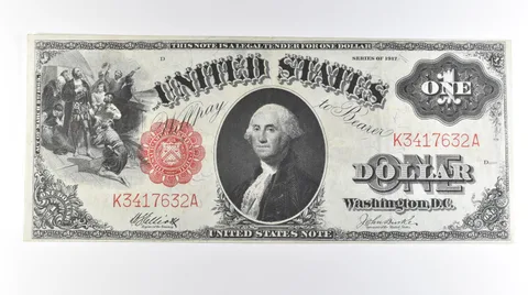 1917 $1 Legal Tender Large Note Red Seal FR#37 a0656