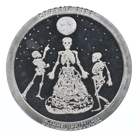 1 Oz Silver Round Chautauqua Silver Works Cryptic Fire Sacred Protocol *1671
