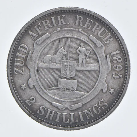 SILVER - WORLD Coin - 1894 South Africa 2 Shillings - World Silver Coin *892