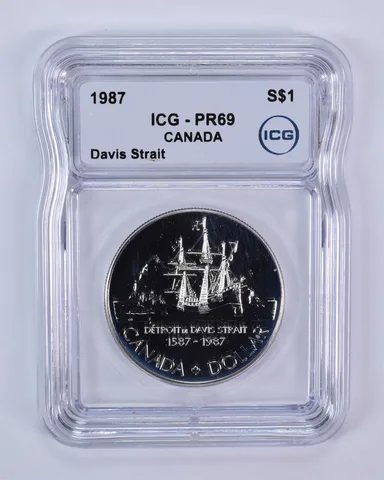 1987 Canada 1 Dollar Silver Davis Strait PR69 ICG