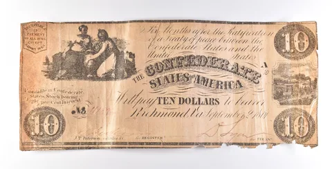 1861 $10 Confederate States Of America Note T28 a7280