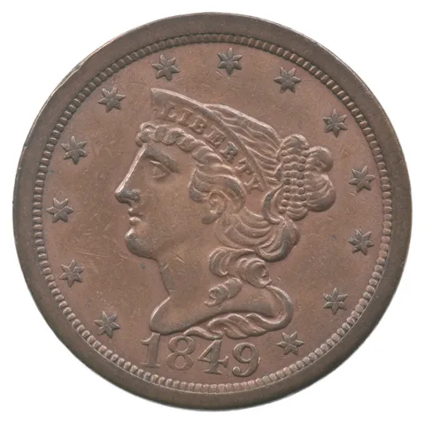 1849 Braided Hair Half Cent Piece a7312