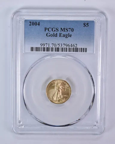 2004 $5 American Gold Eagle 1/10 Oz Gold MS70 PCGS
