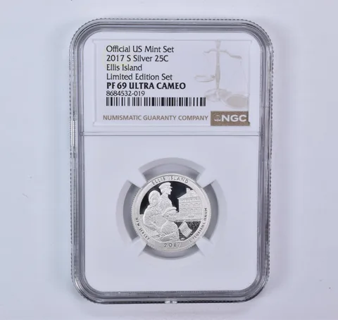 2017-S ATB Quarter Silver Ellis Island Limited Edition Set PF69 UCAM NGC