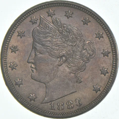 1883 Unc Liberty V Nickel - NO CENTS - Choice Uncirculated 1st Year Issue