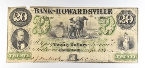 1862 $20 Bank Of Howardsville Obsolete Note *8829