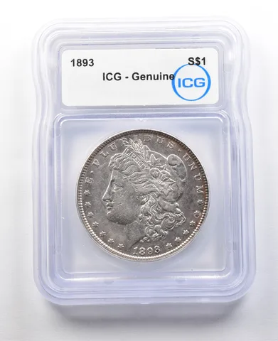 1893 Morgan Silver Dollar Genuine ICG *8907