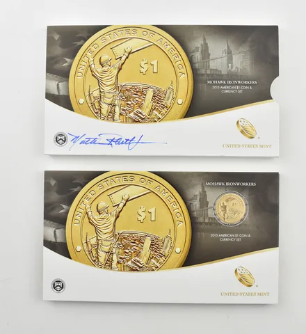 2015 American $1 Coin & Currency Mohawk Ironworkers Hand Signed US Mint *2267