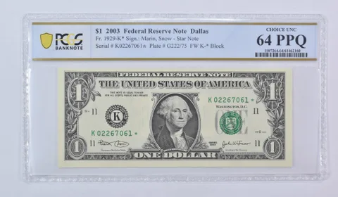 2003 $1 Dallas TX FRN Star Note Fr#1929-K* Choice Unc 64 PPQ PCGS