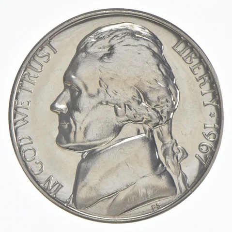 1967 Jefferson Nickel SMS Finish Unc