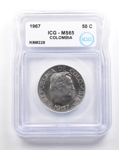 1967 Colombia 50 Centavos KM#228 MS65 ICG *5479