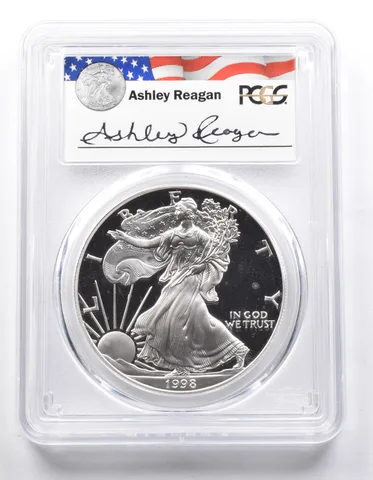 PR69 DCAM 1998-P American Silver Eagle Legacy Ashley Reagan Signed PCGS *6450