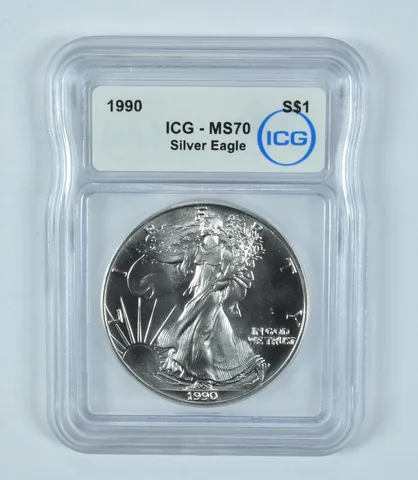 1990 American Silver Eagle MS70 ICG