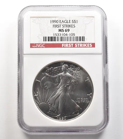 1990 American Silver Eagle First Strikes MS69 NGC *6742