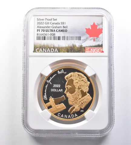 2022 Canada 1 Dollar Gilt Silver Proof Set Alexander Graham Bell PF70 NGC a7114