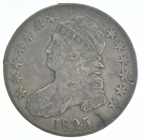 ERROR 1825 Capped Bust Half Dollar Planchet Crack 103 *1866