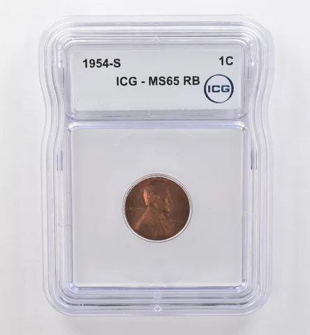 1954-S Lincoln Wheat Cent MS65 RB ICG Beautiful Tone *6582