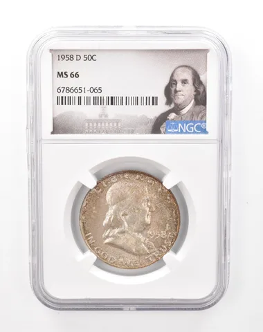 1958-D Franklin Half Dollar MS66 NGC Beautiful Tone *7501