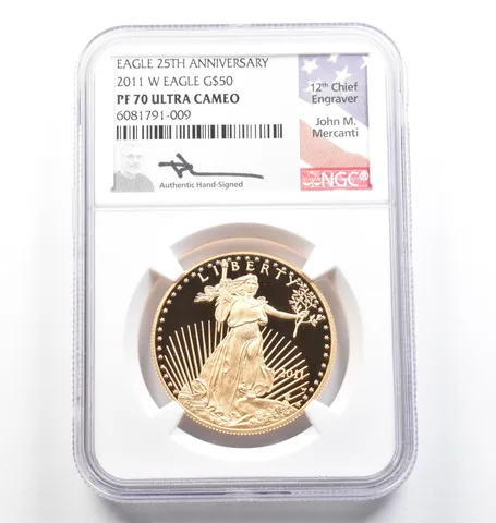 2011-W $50 American Gold Eagle Mercanti 1 Oz Gold PF70 UCAM NGC *9806