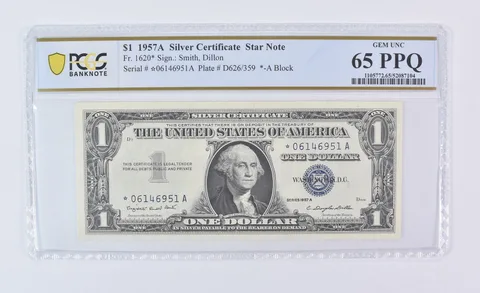 1957 A $1 Silver Certificate Star Note Fr#1620* Gem Unc 65 PPQ PCGS