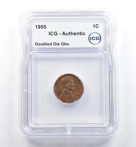 1955 Lincoln Wheat Cent Doubled Die Obverse Authentic ICG *6437