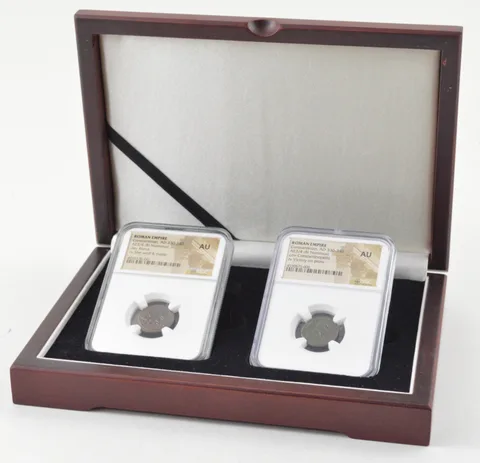 (2) AU AD 330-340 Roman Empire Constantinian AE 3/4 (BI Nummus) NGC BOX *3523