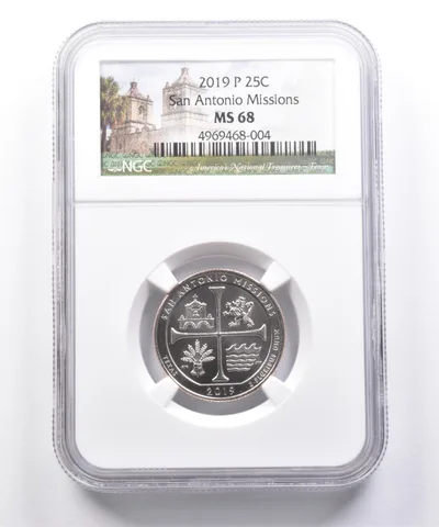 2019-P Washington Quarter San Antonio Missions MS68 NGC a7339
