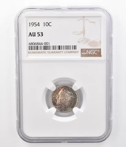 1954 Roosevelt Dime AU53 NGC Beautifully Toned *8625