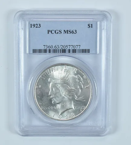 1923 Peace Silver Dollar MS63 PCGS Blue Label