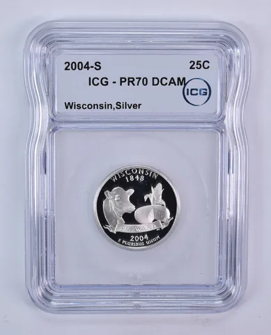 2004-S Washington State Quarter Wisconsin Silver PR70 DCAM ICG