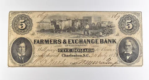 1856 $5 Charleston SC Farmers & Exchange Bank Obsolete Note *3867