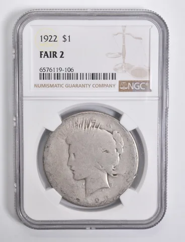 FAIR 2 1922 Peace Silver Dollar NGC Lowball Low Ball a4548