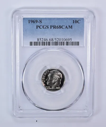 1969-S Roosevelt Dime PR68 CAM PCGS Blue Label