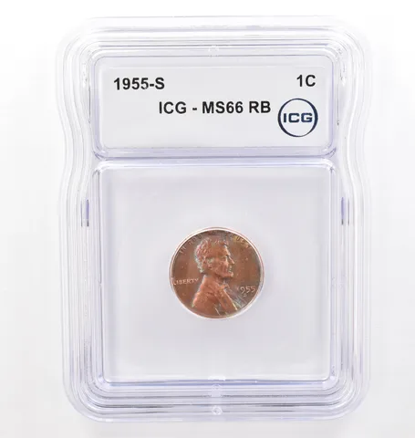 1955-S Lincoln Wheat Cent MS66 RB ICG Beautiful Tone *7715