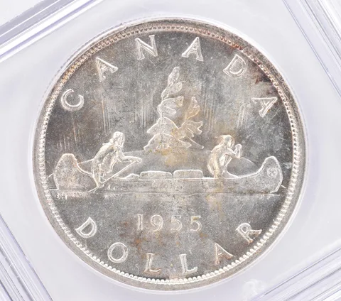 1955 Canada 1 Dollar Silver MS64 ICG Beautiful Tone *2555