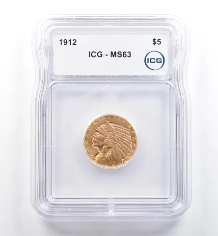 1912 $5 Indian Head Gold Half Eagle MS63 ICG *6455