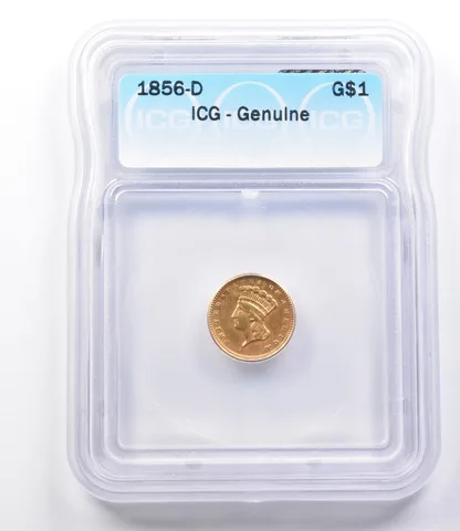 Genuine 1856-D $1 Indian Princess Head Gold Dollar ICG a1928