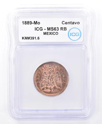 1889 Mo Mexico Centavo KM#391.6 MS63 RB ICG Beautiful Tone *9308