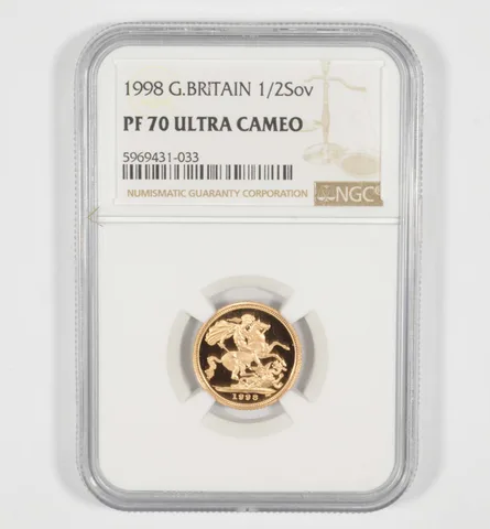 PF70 UCAM 1998 Great Britain 1/2 Sovereign - Graded NGC *6966