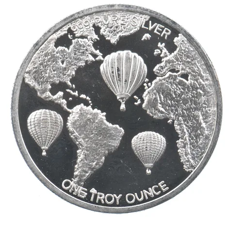 VINTAGE Art Bar/Round 1997 Official World Class Balloon Coin Silver 1 T Oz *232