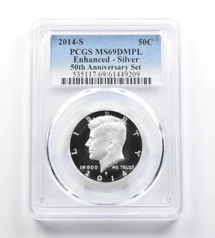 2014-S Kennedy Half Dollar Silver 50th AnniversaryEnhanced MS69 DMPL PCGS *9212