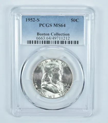 1952-S Franklin Half Dollar Boston Collection MS64 PCGS Blue Label