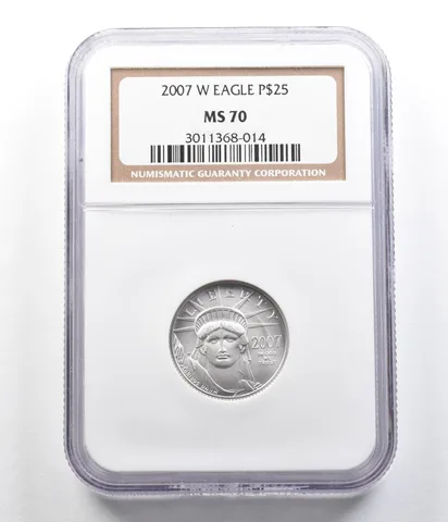 2007-W $25 Burnished Platinum Eagle 1/4 Oz Platinum MS70 NGC