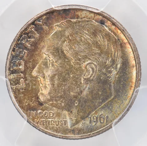 1961 Roosevelt Dime MS63 PCGS Beautiful Tone *0895