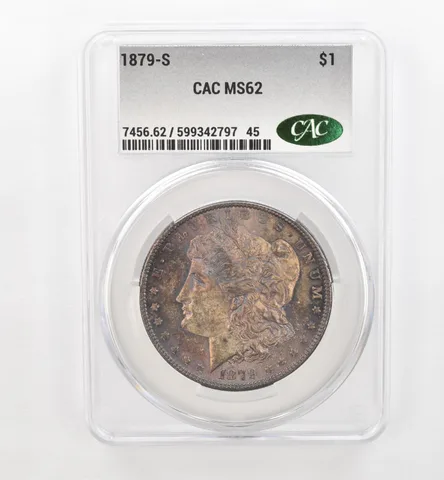 1879-S Morgan Silver Dollar MS62 CAC CACg Beautiful Tone a0463