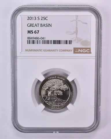 2013-S Washington Quarter ATB Great Basin MS67 NGC Brown Label