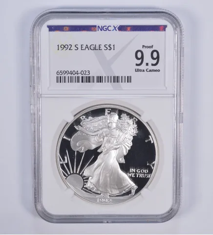 1992-S American Silver Eagle Proof 9.9 NGC X NGCX - Almost PERFECT