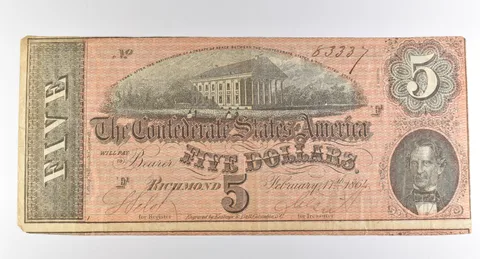 1864 $5 Richmond VA Confederate States Of America Obsolete Note *3878