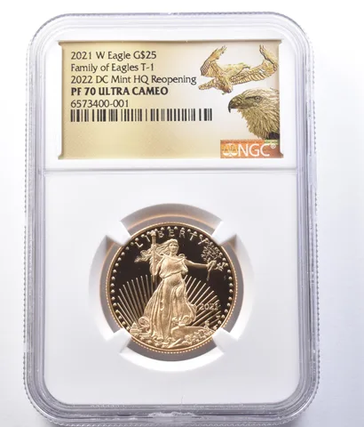 2021-W $25 American Gold Eagle Type 1 DC Mint 1/2 Oz PF70 NGC Low Pop *9341