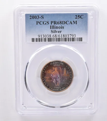2003-S Washington State Quarter Illinois Silver PR68 DCAM PCGS Nice Tone *8749